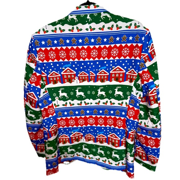 OPPOSUITS Christmas Blazer Gingerbread Men, Reindeer, & Holly Men’s Sz M US38-40 - Picture 2 of 9